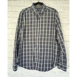 Robert Graham Shirt Men's L Blue Houndstooth  Long Sleeve Button Down Shirt